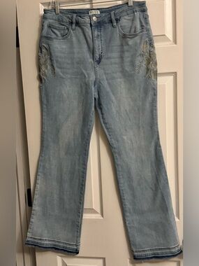 Blue Artemis Light Blue Women's Embroidered Bootcut Jeans